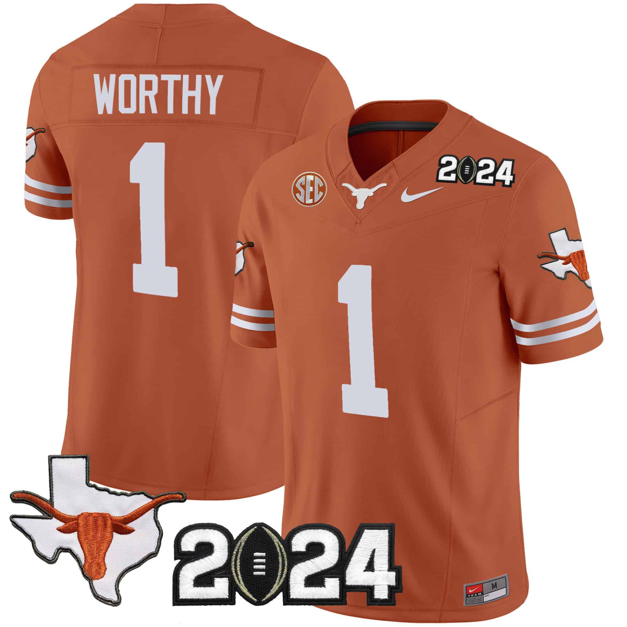 Men Texas Longhorns #1 Worthy Orange 2024 Nike Vapor Limited NCAA Jersey style 1->indianapolis colts->NFL Jersey